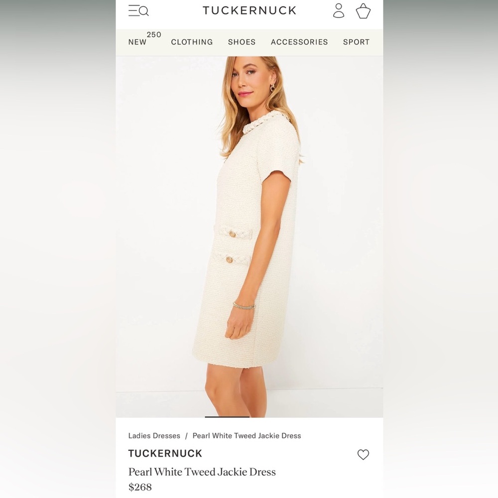 Pearl White Tweed Jackie Dress Size M